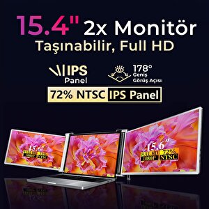 Npo Npm20 15.4" Fhd 1080p Ips Type-c Taşınabilir Dizüstü 2'li Monitör Çoklayıcı Notebook Monitör