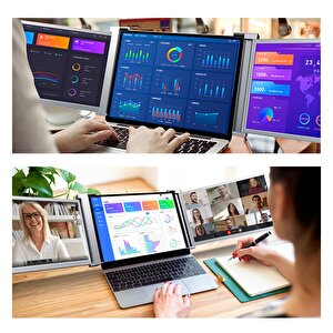 Npo Npm20 15.4" Fhd 1080p Ips Type-c Taşınabilir Dizüstü 2'li Monitör Çoklayıcı Notebook Monitör