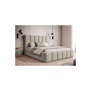 Loft Karyola - Ekru Karyola - 160x200 Cm Bazalı Karyola