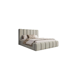 Loft Karyola - Ekru Karyola - 160x200 Cm Bazalı Karyola