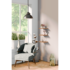 20 Cm 3lü Safir Meşe Mdf Uçan Duvar Rafı Gizli Bağlantı Çiçeklik
