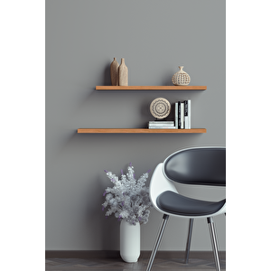 50 Cm 60 Cm 2li Safir Meşe Uçan Duvar Rafı Gizli Bağlantı Kitaplık