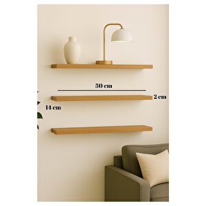 50 Cm Safir Meşe Mdf Uçan Duvar Rafı Gizli Bağlantı Kitaplık