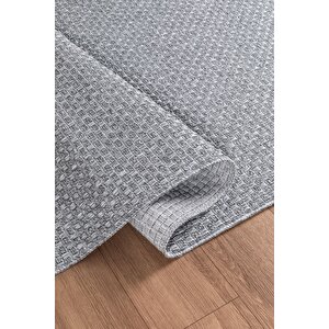 Natura Premium Kalite Kaymaz Tabanlı Doğal Yıkanabilir Kilim Oturma Odası Balkon Bahçe Mutfak Kilim Bk-102 Gri 80x150 Cm