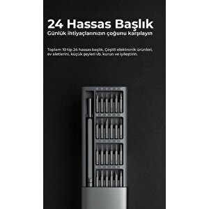24'lü Hassas Mıknatıslı Çoklu Tornavida Seti Elektronik Saat Bilgisayar Tamir Tornavidası - Pda00006