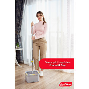 Ceraware Temiz Ile Kirli Suyu Ayıran Kare Mop +2 Yedek Bez Hediyeli Otomatik Hijyen Temizlik Seti