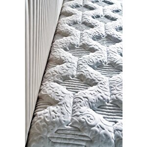 Line Visco Yatak 200x200 Cm Çift Kişilik 28 Cm Visco Süngerli Yaylı Lüks Yatak Orta Sert Krem Kumaş