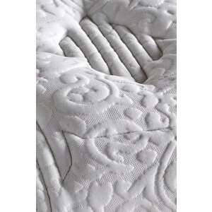 Line Visco Yatak 200x200 Cm Çift Kişilik 28 Cm Visco Süngerli Yaylı Lüks Yatak Orta Sert Krem Kumaş
