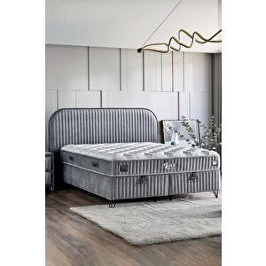 Line Visco Yatak 140x190 Cm Çift Kişilik 28 Cm Visco Süngerli Yaylı Lüks Yatak Orta Sert Koyu Gri 140x190 cm