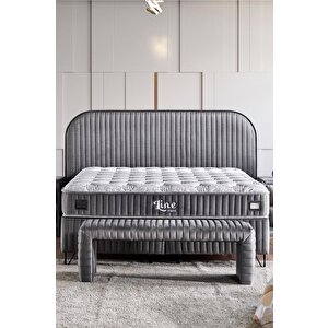 Line Visco Yatak 90x190 Cm Tek Kişilik 28 Cm Visco Süngerli Yaylı Lüks Yatak Orta Sert Koyu Gri 90x190 cm