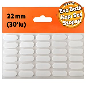 Eva Bazlı Darbe Ses Kapı Stoperi Keçe Yapışkanlı 22 Mm (30'lu Paket) Dolap Kapak Çekmece Oval Beyaz