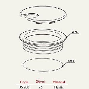 Plastik Kablo Kapağı Çap 63mm  Beyaz Beyaz