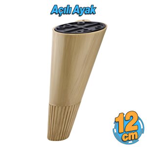 Açılı Konik 12 Cm Açık Ceviz Renk Ayak Mobilya Yükseltici Baza Ayağı Koltuk Kanepe Altı Puf Ayakları
