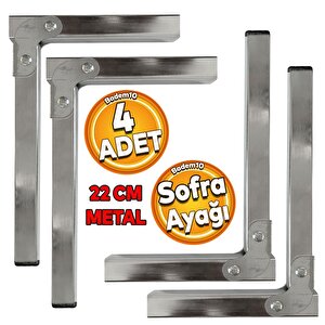 4 Adet Sofra Ayağı 22 Cm Metal Katlanır Siyah Taban Yer Sofrası Sini Altı Mobilya Ayak Sehpa Masa