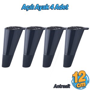 Açılı Konik 12 Cm Antrasit 4 Adet Ayak Mobilya Yükseltici Baza Ayağı Koltuk Kanepe Altı Puf Ayakları
