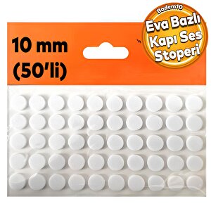 Eva Bazlı Darbe Ses Kapı Stoperi Keçe Yapışkanlı 10 Mm (50'li Paket) Dolap Kapak Çekmece Daire Beyaz