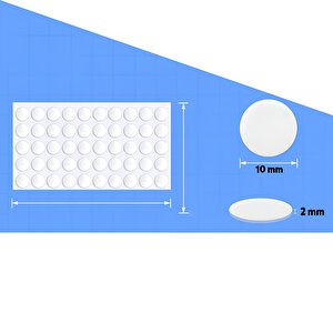 Eva Bazlı Darbe Ses Kapı Stoperi Keçe Yapışkanlı 10 Mm (50'li Paket) Dolap Kapak Çekmece Daire Beyaz