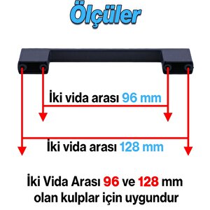 Gölcük 128 Mm (sert Plasti̇k) Kulp Siyah Mobilya Çekmece Mutfak Dolap Dolabı Kulpu Kulbu Kulpları