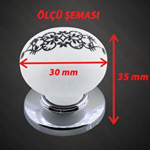 8 Adet Hanımeli Kulp Beyaz Polimer Düğme Kulp Krom Tablalı Mobilya Mutfak Dolabı Çekmece Kulbu Kulpları