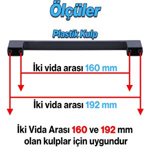 Gölcük 192 Mm (sert Plasti̇k) 5 Adet Siyah Mobilya Çekmece Mutfak Dolap Dolabı Kulpu Kulbu Kulpları