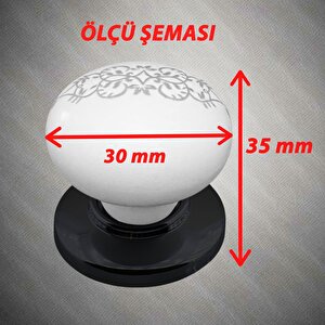 Hanımeli Kulp Beyaz  Polimer Düğme Kulp Siyah Tablalı Mobilya Mutfak Dolabı Çekmece Kulbu Kulpları