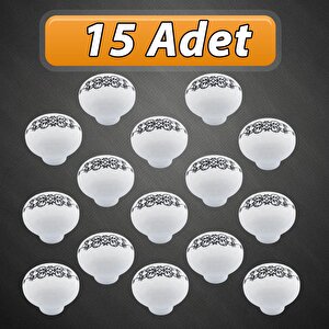 15 Adet Hanımeli Kulp Beyaz Polimer Düğme Kulp Mantar Mobilya Mutfak Dolabı Çekmece Kulbu Kulpları