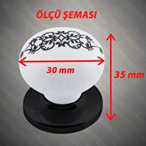8 Adet Hanımeli Kulp Beyaz Polimer Düğme Kulp Syah Tablalı Mobilya Mutfak Dolabı Çekmece Kulbu Kulpları