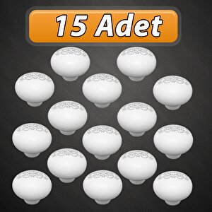 15 Adet Hanımeli Kulp Beyaz Polimer Düğme Kulp Mantar Mobilya Mutfak Dolabı Çekmece Kulbu Kulpları