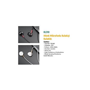 Mikrofonlu Kablolu Kulakiçi Kulaklık Kl-310