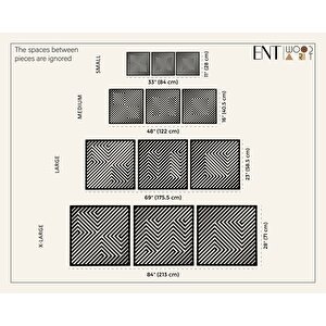 Ahşap Duvar Tablosu, 3 Parça Ahşap Modern Duvar Dekoru, Soyut Desen Duvar Paneli, Siyah 71x71 cm