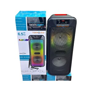 Karaoke Kablosuz Hoparlör 6.5"x2 Büyük Boy Bluetooth Speaker Mikrofon Işıklı Parti Fmradyo Aux Usb