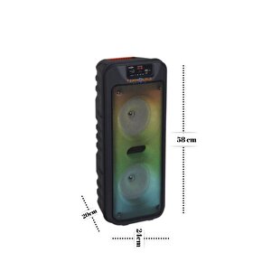 Karaoke Kablosuz Hoparlör 6.5"x2 Büyük Boy Bluetooth Speaker Mikrofon Işıklı Parti Fmradyo Aux Usb