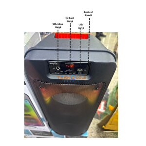 Karaoke Kablosuz Hoparlör 6.5"x2 Büyük Boy Bluetooth Speaker Mikrofon Işıklı Parti Fmradyo Aux Usb