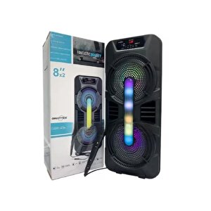 Gts-1702 Taşınabilir  Bluetooth Mikrofonlu Rgb Işıklı 8x2 Inç Hoparlör Fm Radyo Usb Tf Kart