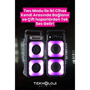 Bluetooth Hoparlör Rgb Işıklı Extra Bass Fm/sd/aux/flaş Mikrofonlu Ses Bombası Speaker Müzik Çalar