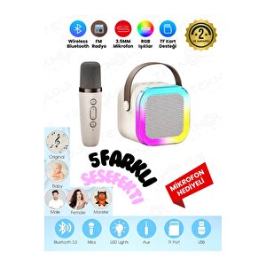 K12 Kablosuz Bluetooth Hoparlör Karaoke Mikrofon 5 Ses Efektli Rgb Hd Stereo ?es Usb/sd/fm