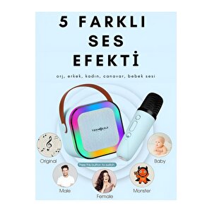 K12 Kablosuz Bluetooth Hoparlör Karaoke Mikrofon 5 Ses Efektli Rgb Hd Stereo ?es Usb/sd/fm