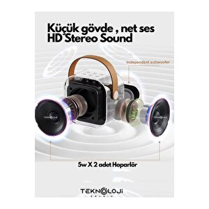 K12 Kablosuz Bluetooth Hoparlör Karaoke Mikrofon 5 Ses Efektli Rgb Hd Stereo ?es Usb/sd/fm