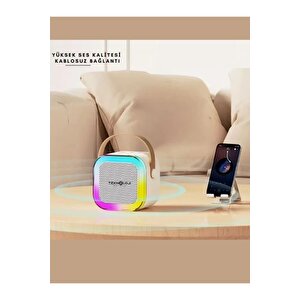 K12 Kablosuz Bluetooth Hoparlör Karaoke Mikrofon 5 Ses Efektli Rgb Hd Stereo ?es Usb/sd/fm