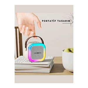 K12 Kablosuz Bluetooth Hoparlör Karaoke Mikrofon 5 Ses Efektli Rgb Hd Stereo ?es Usb/sd/fm