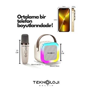 K12 Kablosuz Bluetooth Hoparlör Karaoke Mikrofon 5 Ses Efektli Rgb Hd Stereo ?es Usb/sd/fm