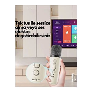 K12 Kablosuz Bluetooth Hoparlör Karaoke Mikrofon 5 Ses Efektli Rgb Hd Stereo ?es Usb/sd/fm