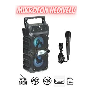 Bluetooth Hoparlör Mikrofonlu Ses Bombası Speaker Müzik Çalar Rgb Işıklı Extra Bass Fm/sd/aux/flaş