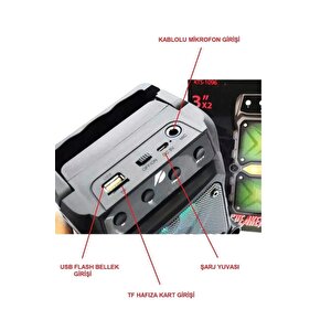 Bluetooth Hoparlör Mikrofonlu Ses Bombası Speaker Müzik Çalar Rgb Işıklı Extra Bass Fm/sd/aux/flaş