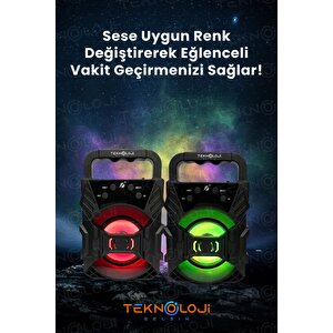 Bluetooth Hoparlör Taşınabilir Ses Bombası Led Işıklı Extra Bass Ses Radyolu Speaker Sd Kart-usb