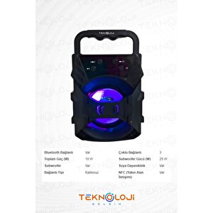 Bluetooth Hoparlör Taşınabilir Ses Bombası Led Işıklı Extra Bass Ses Radyolu Speaker Sd Kart-usb