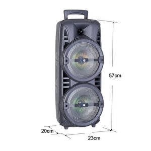 Bluetooth Hoparlör Ultra Büyük 8 Inç*2 Çift Parti Hoparlör Işıklı Mikrofonlu 60cm Speaker Aux/fm/usb