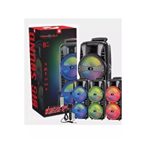 Bluetooth Hoparlör Ultra Büyük 8 Inç*2 Çift Parti Hoparlör Işıklı Mikrofonlu 60cm Speaker Aux/fm/usb