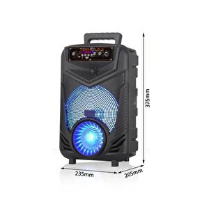 Kablosuz Hoparlör 8 Inç Büyük Boy Bluetooth Speaker Karaoke Mikrofon Işıklı Parti Fmradyo Aux Sd Usb