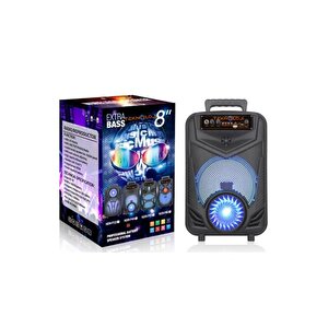 Kablosuz Hoparlör 8 Inç Büyük Boy Bluetooth Speaker Karaoke Mikrofon Işıklı Parti Fmradyo Aux Sd Usb